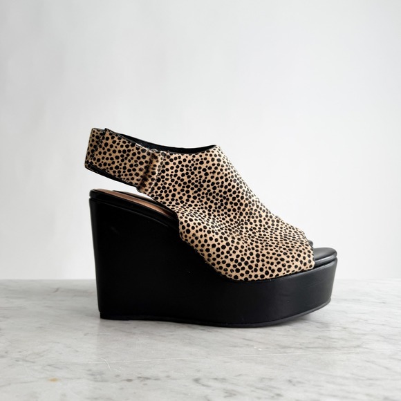 Aerosoles Southampton leopard print calf hair platform wedge sandals size 7 - Picture 1 of 6